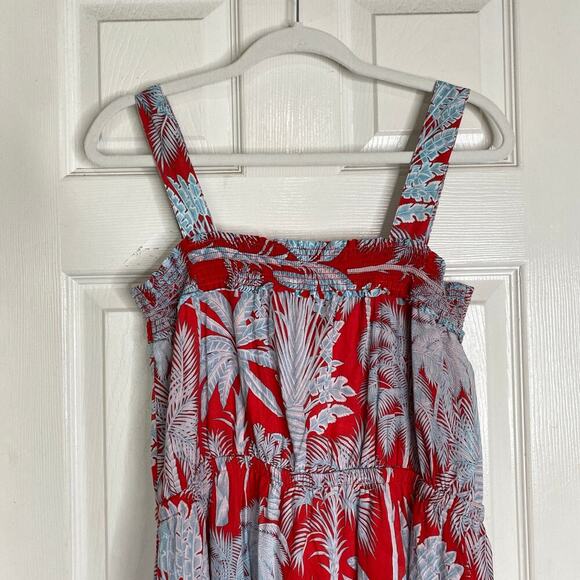 TALBOTS Oasis Palm Voile Fit Flare Midi Dress Size 10 Tropical Beachy Resortwear - Picture 7 of 7